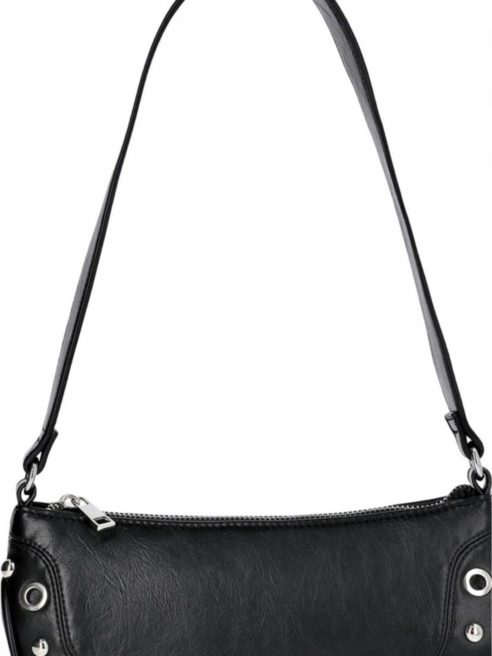 NWT- Super Soft.No Boundaries Women's Faux Leather Moto Shoulder Bag in Black